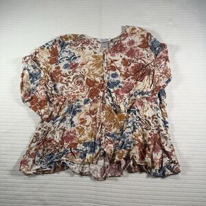 Christopher & Banks Women’s XL Floral Boho Blouse Peasant Top Button Front